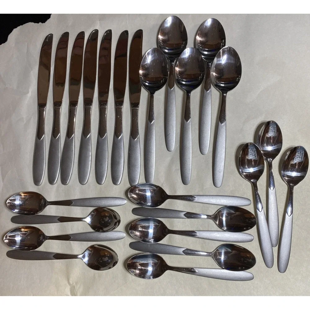 Crescent Stainless by Cambridge‎ Frost Handle, Glossy Bowl 24 Pc Lot